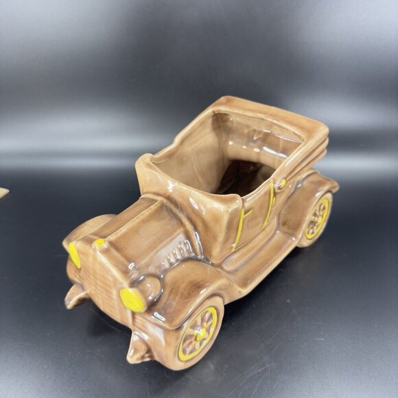 1950s McCoy Car Jalopy Automobile Planter Floral Pot Arrangement Brown Ceramic - Picture 13 of 16
